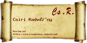 Csiri Radvány névjegykártya